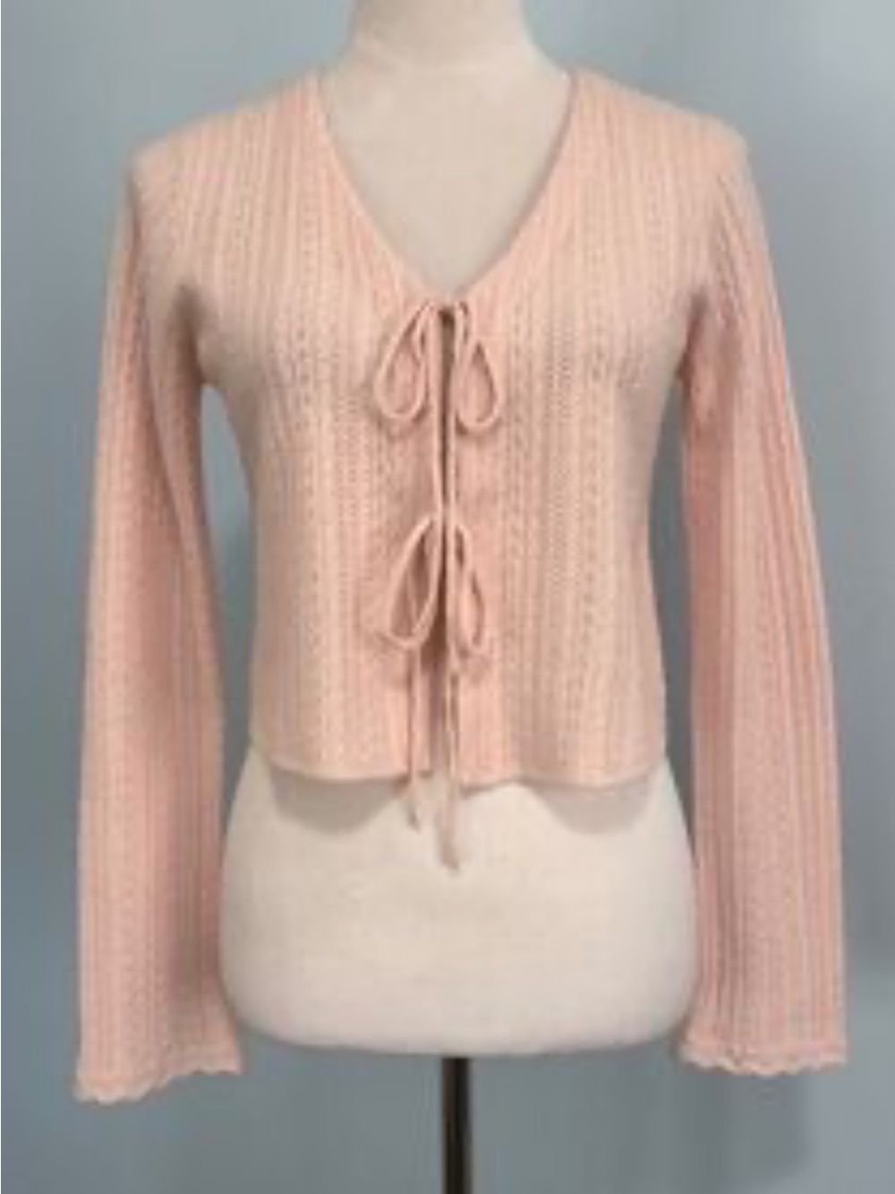 Magaschoni 100% Cashmere Pink Tie Up Cardigan